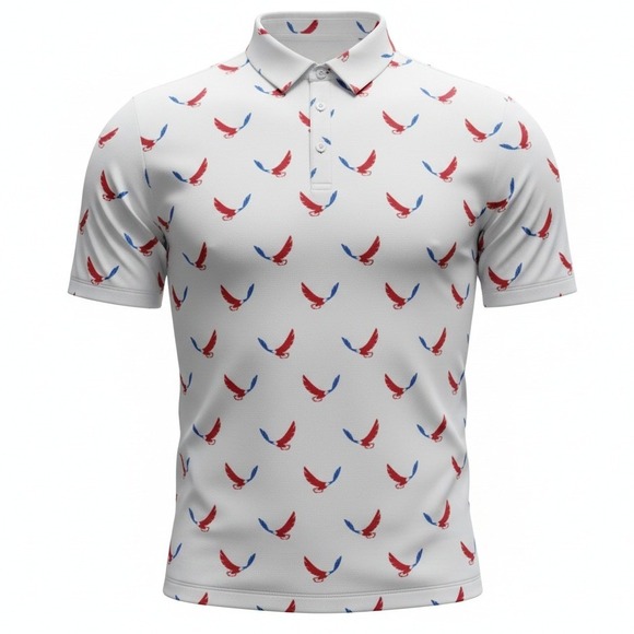 Yatta Golf Other - Yatta Golf Polo Shirt Mens‎ XXL White Red Blue Eagle Print Performance Stretch